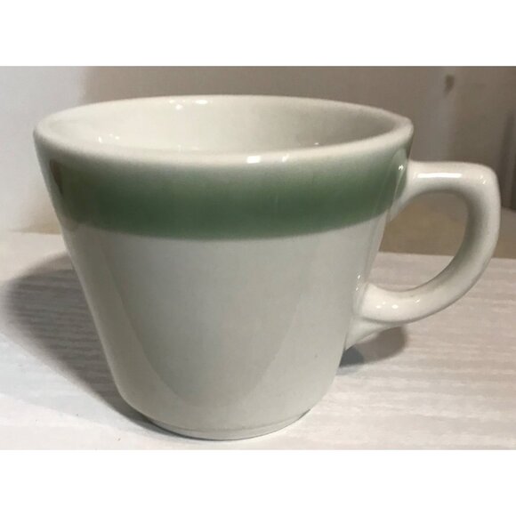 Grindley Duraline Coffee Cups Super Vitrified Green Band Hotelware 11-59 Vintage - Picture 3 of 8